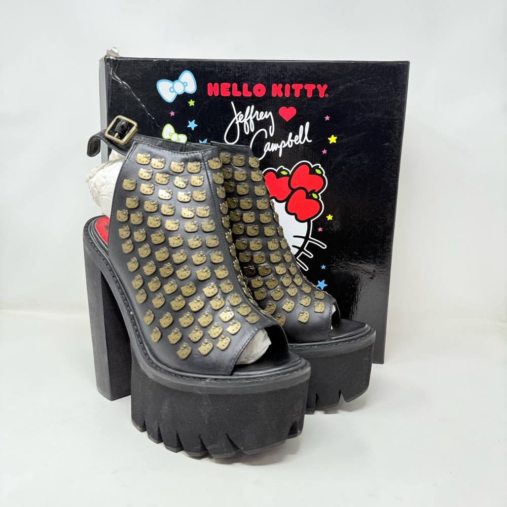 Jeffrey Campbell X Hello Kitty Barclay leather studded platforms